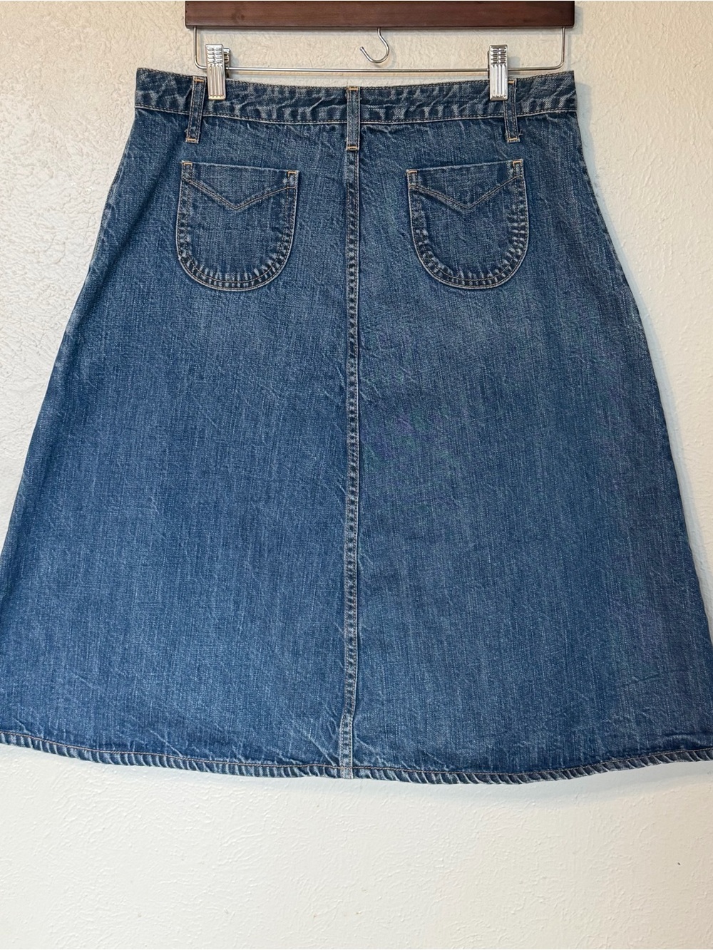 Vintage Gap 1969 Y2K Midi Length Cotton A-Line Denim Jean Skirt Sz 8 - Picture 3 of 14